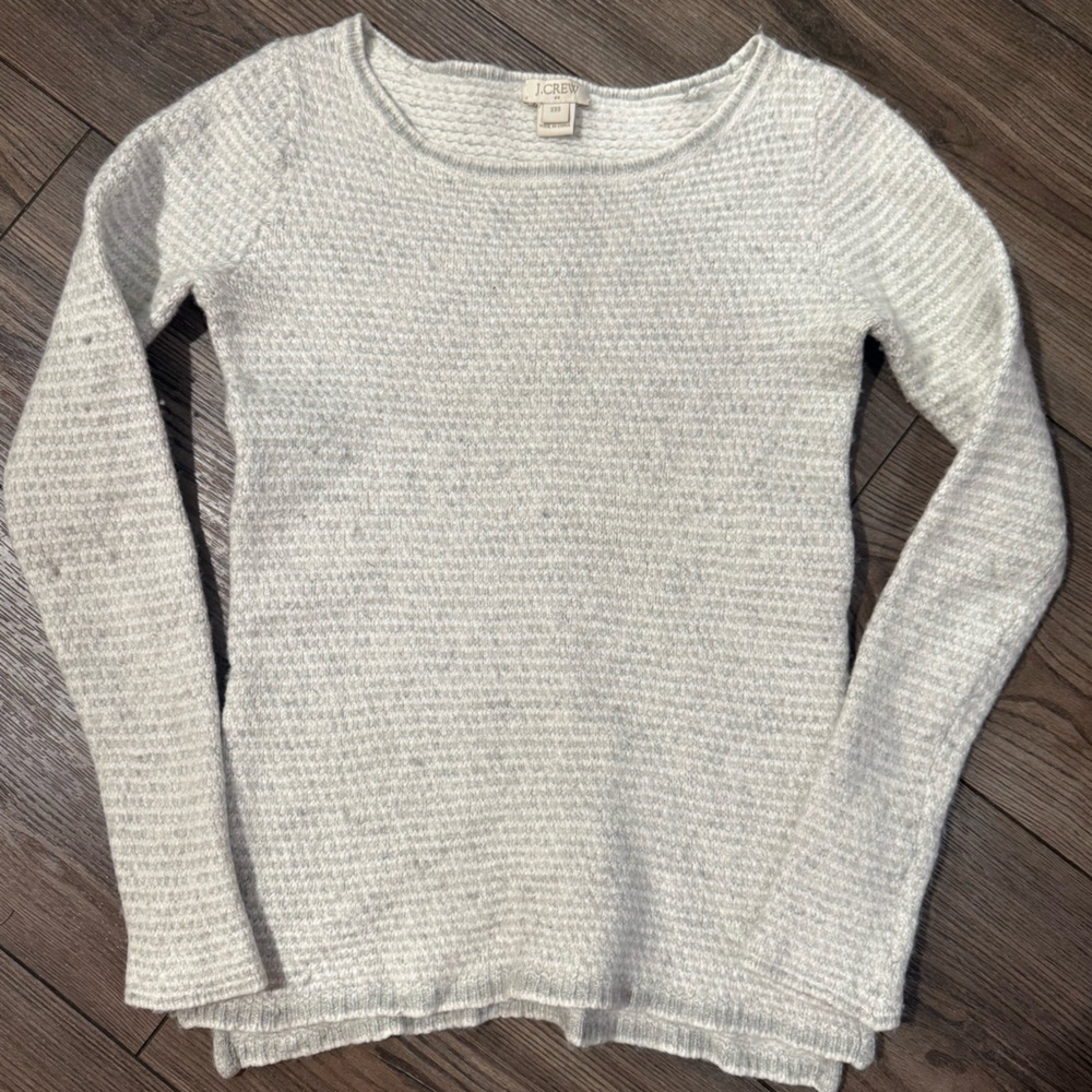 J.Crew XXS Merino Wool Blend Sweater Cream Ivory Textured Long Sleeve